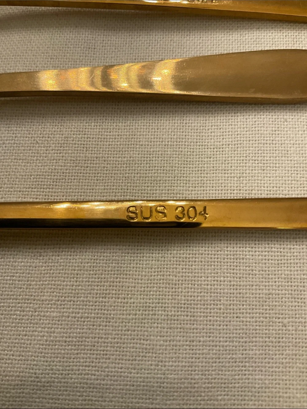 Set of 3 brass/ gold stainless entertaining spoons.  Perfect for dips and other.